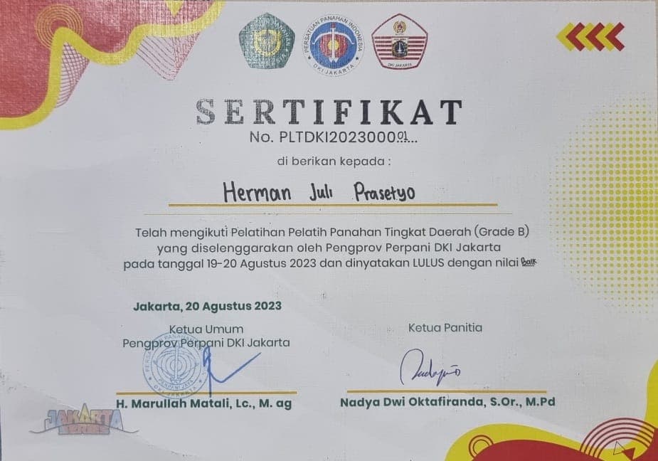 Sertifikat Pelatih Panahan Tingkat Daerah (Grade B)